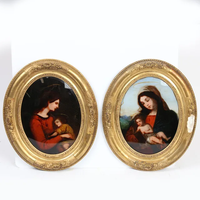 PAIR OF 19TH CENTURY REVERSE ENGRAVINGS ON GLASS (2).
