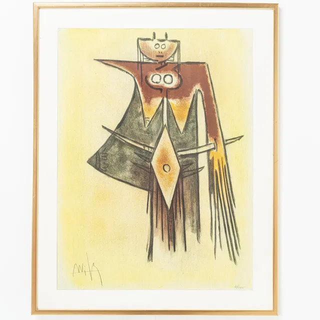 WILFREDO LAM. Figurkomposition, färglitografi, signerad samt numrerad 61/262.
