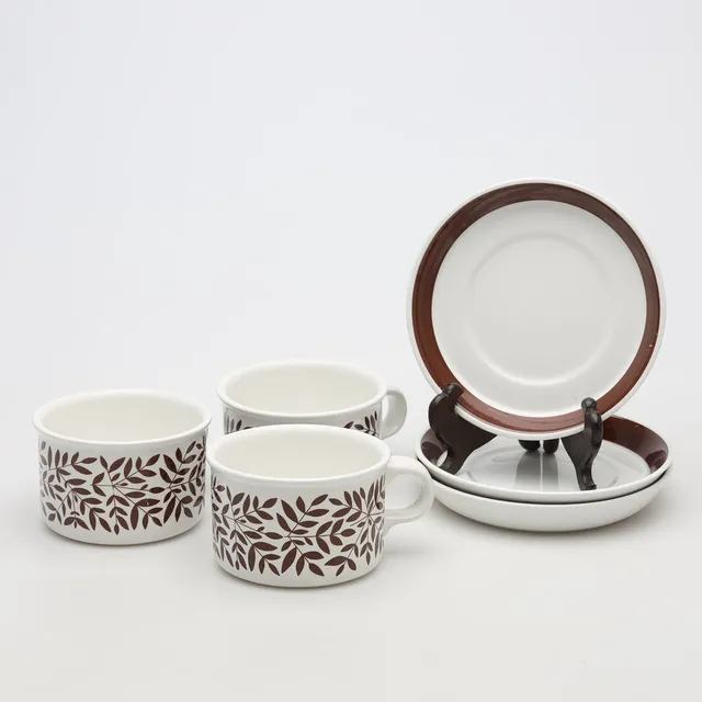 KARIN BJÖRQUIST. TESERVISDELAR, 6 stycken, "Kalypso", flintporslin, Gustavsberg.