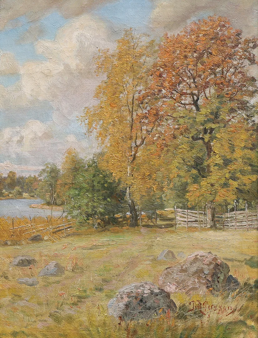 PETER ADOLF PERSSON (1862-1914). SKOG I HÖSTFÄRGER. — Paintings — Crafoord Auktioner Lund