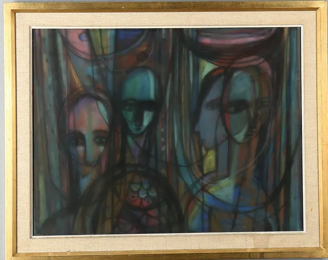 HANS VALTER SUNDBERG. Abstrakt motiv, pastell, signerad a tergo.