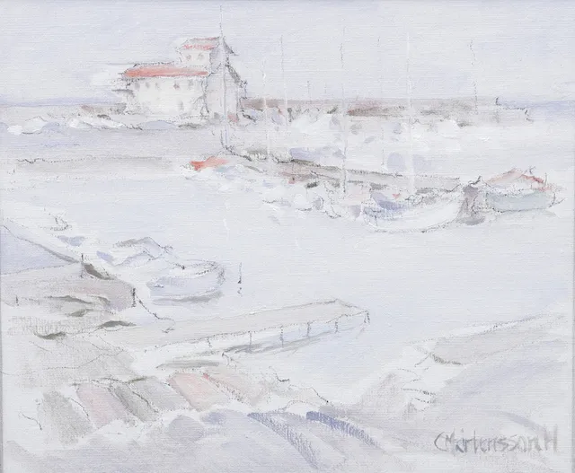 CHRISTINA MÅRTENSSON. Hamnmotiv, olja på duk, signerad.