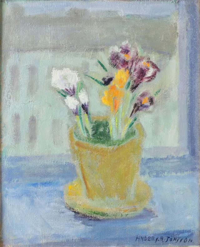 ANDERS A JÖNSSON. Blomsterstilleben, olja på duk, signerad.