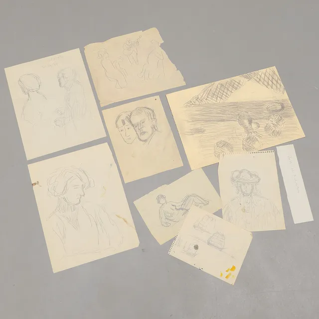 CARL KYLBERG. Teckningar och skisser, ca 8 st, figurstudier mm.