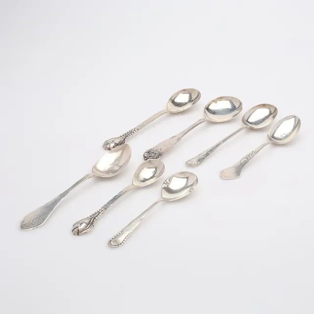 SKEDAR, SILVER, SJU STYCKEN, DANMARK OCH SVERIGE, 1900-TALETS BÖRJAN, TOTAL VIKT 262 GRAM.