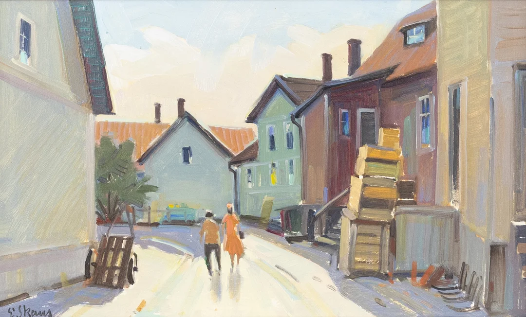 ESKIL SKANS. olja på pannå, gautmotiv, signerad. — Paintings — Karljohan Auktioner