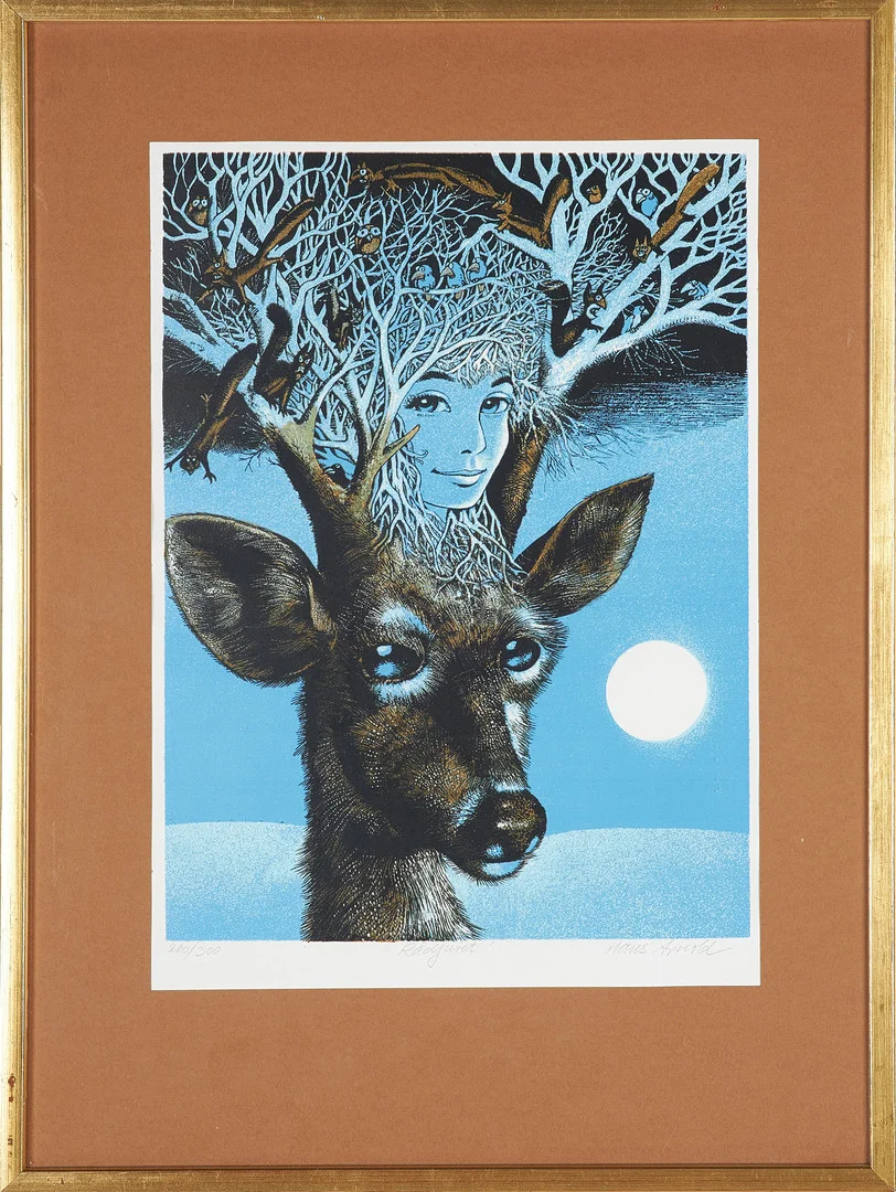 HANS ARNOLD. "Rådjuret", färglitografi, signerad och numrerad 260/300. — Engravings & Prints — Stockholms Auktionsverk Sickla