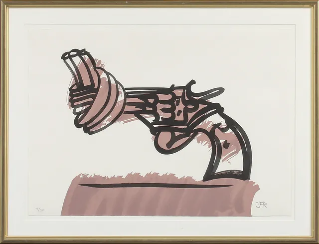 CARL FREDRIK REUTERSWÄRD. "Non violence", färglitografi, signerad och numrerad 19/200.