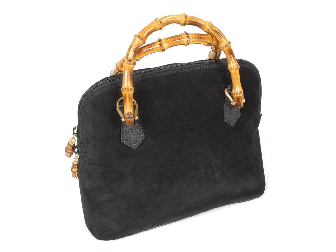 VÄSKA, GUCCI svart mocka bambu hand tag 25x19x9 cm (axelrem saknas) — Accessoarer/Väskor — Kaplans