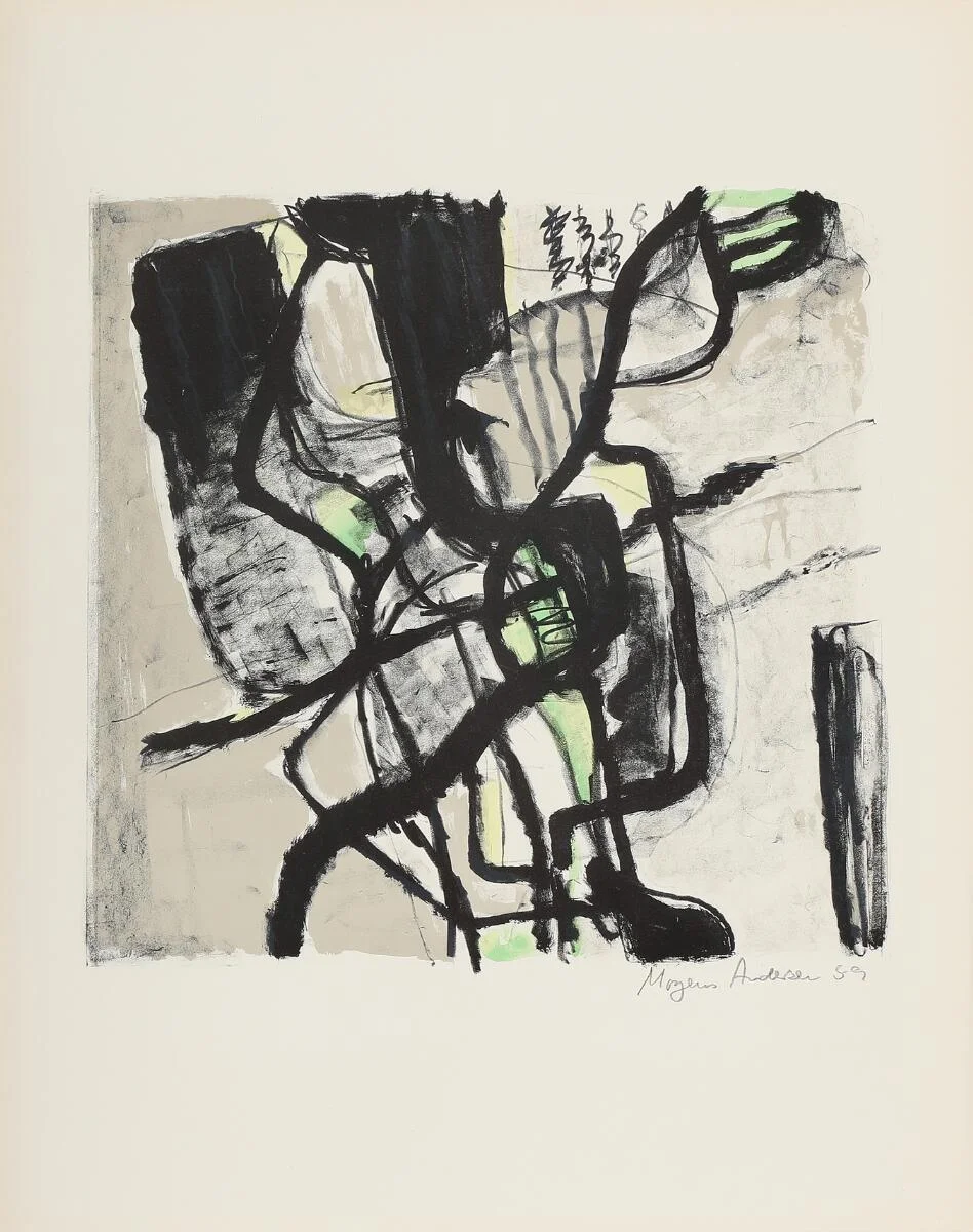 Untitled. Signed Mogens Andersen 59. Lithograph. Sheet size 64×50 cm. Unframed. — Modern Prints/Modern art — Bruun Rasmussen