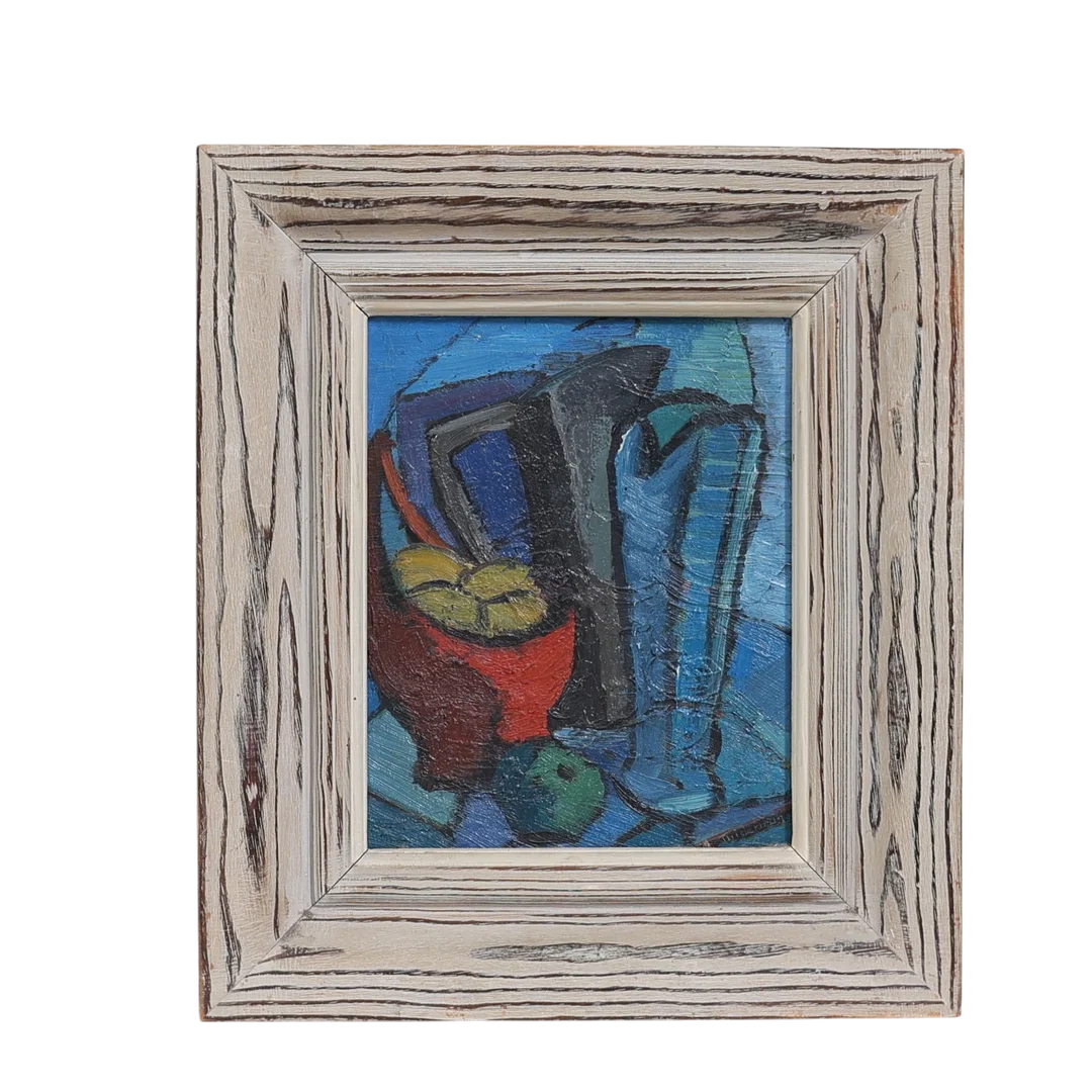 STIG THIDERMAN. Stilleben med kannor & frukter, olja på pannå, signerad, 1950-tal. — Paintings — Gomér & Andersson Nyköping