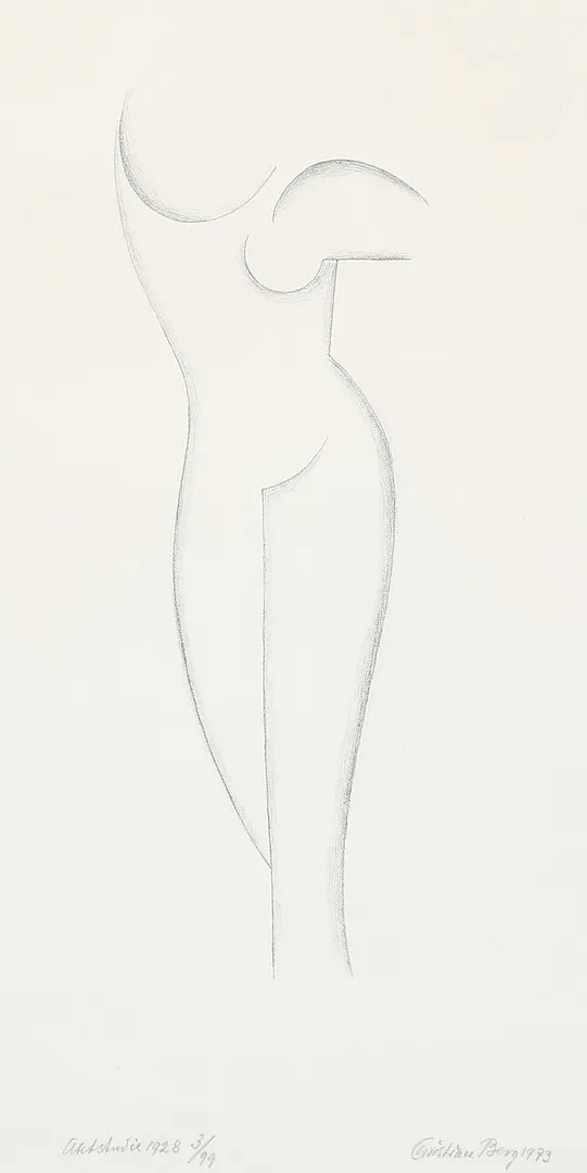 CHRISTIAN BERG. Aktstudie 1928, litografi, signerad och numrerad 3/99, daterad 1973.