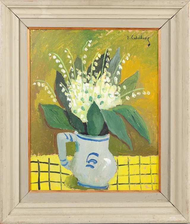 ERIC CEDERBERG. Blomsterstilleben, olja på pannå.