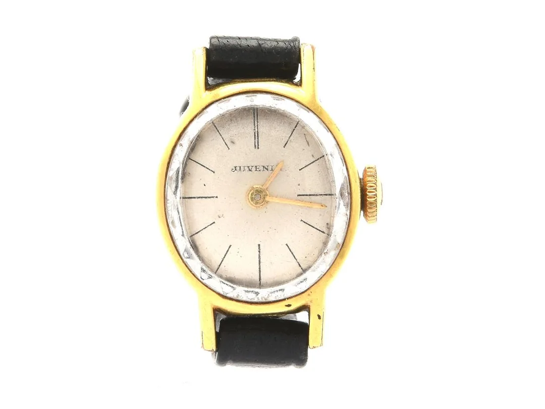 Juvenia damur, guld på stål, 15mm, 738363, manuell, plexiglas, läderband — Klockor/Juvenia — Kaplans