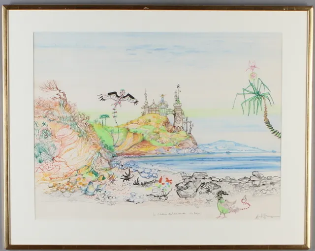 MARCEL GENAY. "Le chateau des Laminacks"?, blandteknik, signerad.