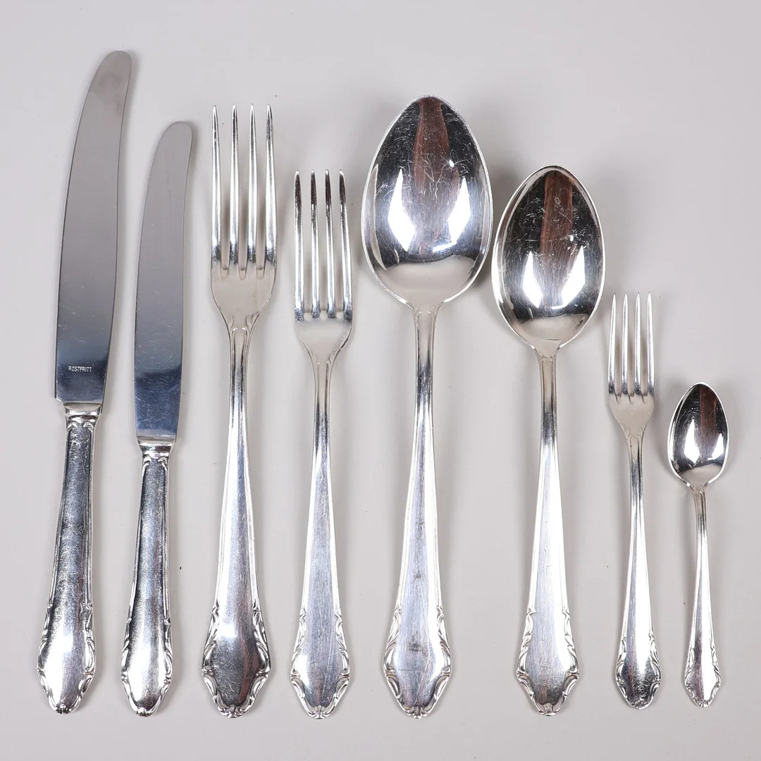 BESTICK, 78 delar, "Läckö", nysilver. — Silver plated — Markus Auktioner