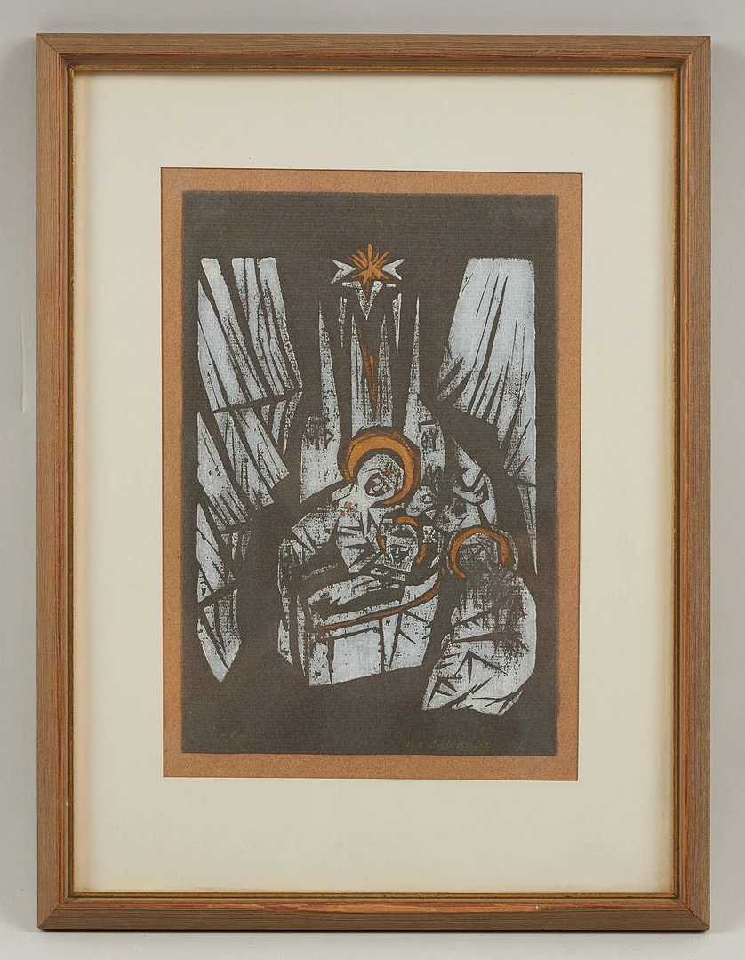 INA COLLIANDER (1905-1985). Heliga familjen, signerad samt daterad -64, träsnitt, Tpl'a. — Engravings & Prints — Stockholms Auktionsverk Helsinki