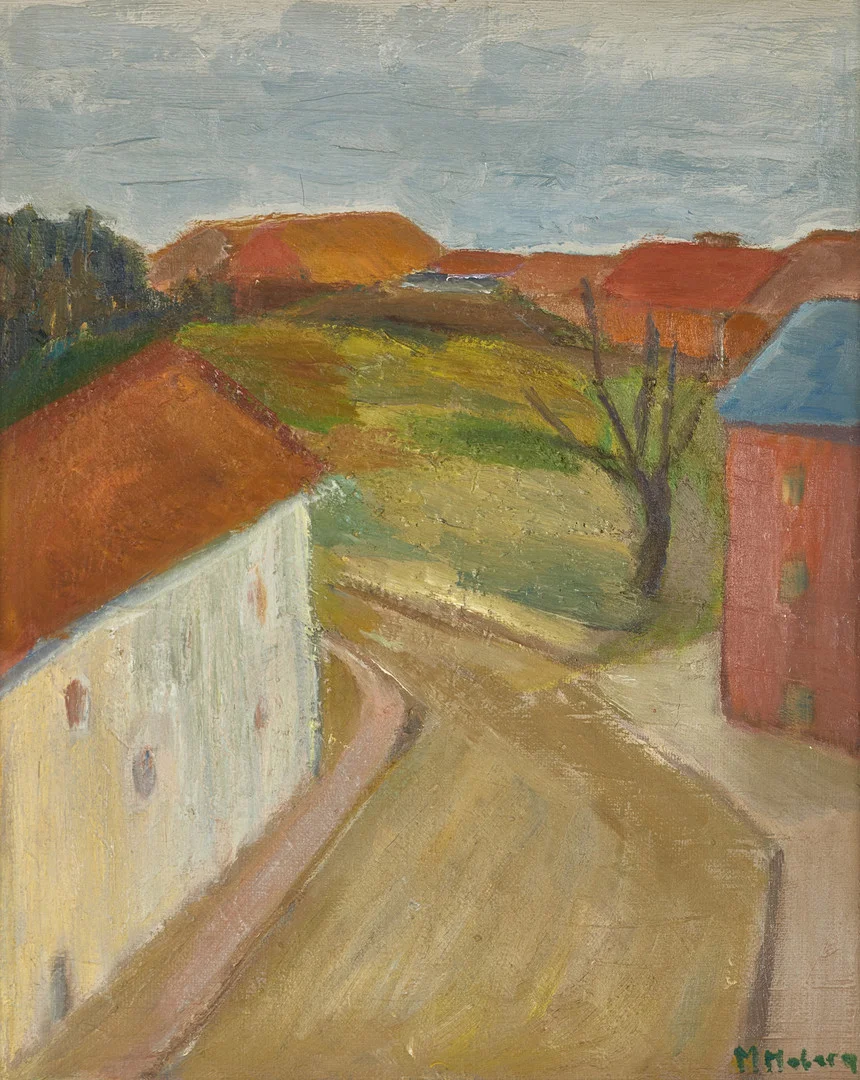 MAURICE MOBERG (1923-2014): "Gatuparti Göteborg", signerad, olja på duk. — Engravings & Prints — Crafoord Auktioner Stockholm
