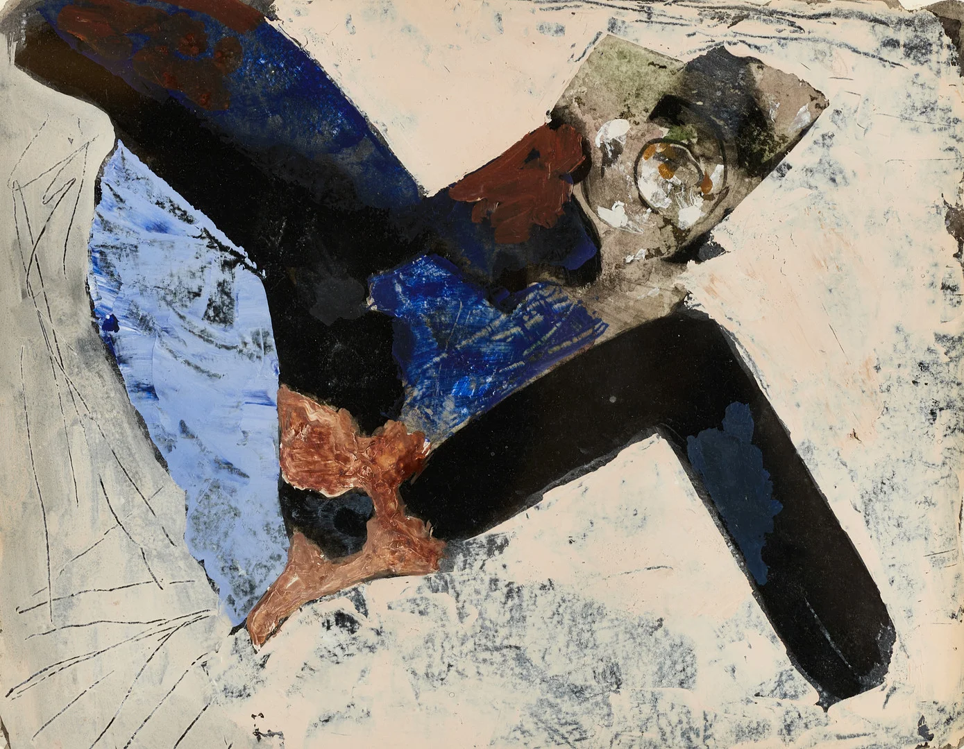 LENNART OLAUSSON (FÖDD 1944). Komposition, blandteknik på papper, signerad. — Paintings — Crafoord Auktioner Stockholm