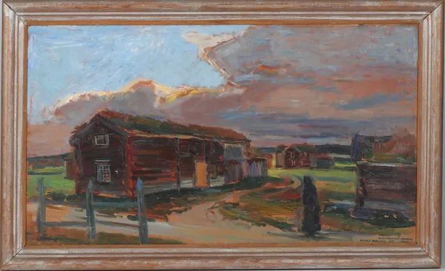 ROLF JUELL GLEDITSCH. Kvaksmarias hus, Stormoen, olja på pannå, signerad.