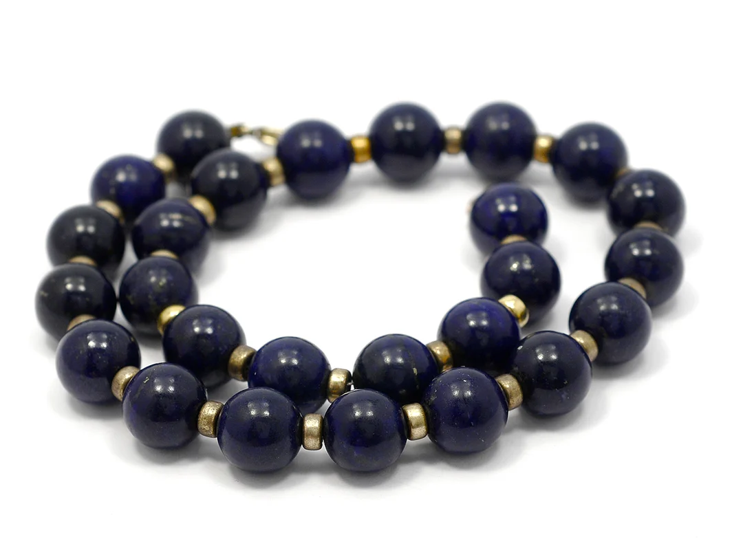 COLLIER, lapis lazuli, kulor ca 12 mm, längd 40 cm, silverlås. — Smycken/Collier — Kaplans