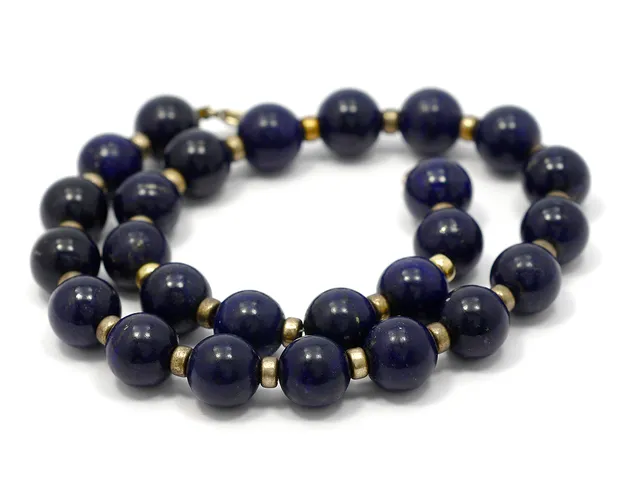 COLLIER, lapis lazuli, kulor ca 12 mm, längd 40 cm, silverlås.