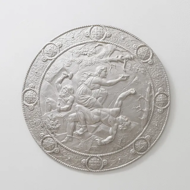 DEKORATIONSSKÖLD, gjuten metall, J & C.G. Bolinder, Stockholm.