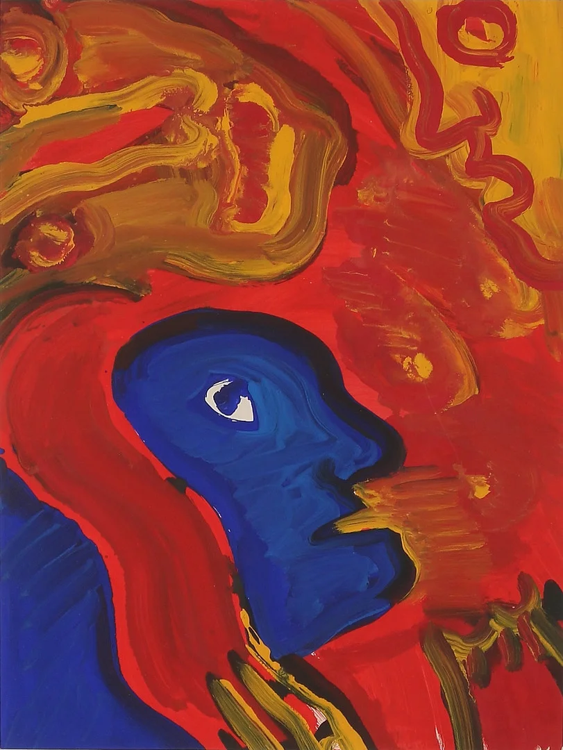 BENGT LINDSTRÖM. Komposition med figurer, akryl på papper, signerad. — Paintings — Stadsauktion Sundsvall