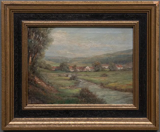 Ubekendt kunstner, landskab, olie på lærred