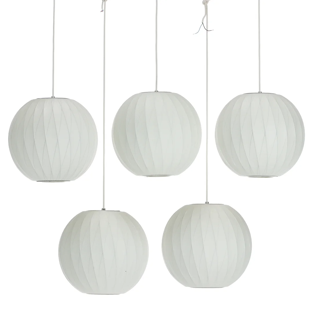 George Nelson. Five pendants, model Bubble Lamp Small (5) — Lamps and lighting/Pendant lights — Lauritz