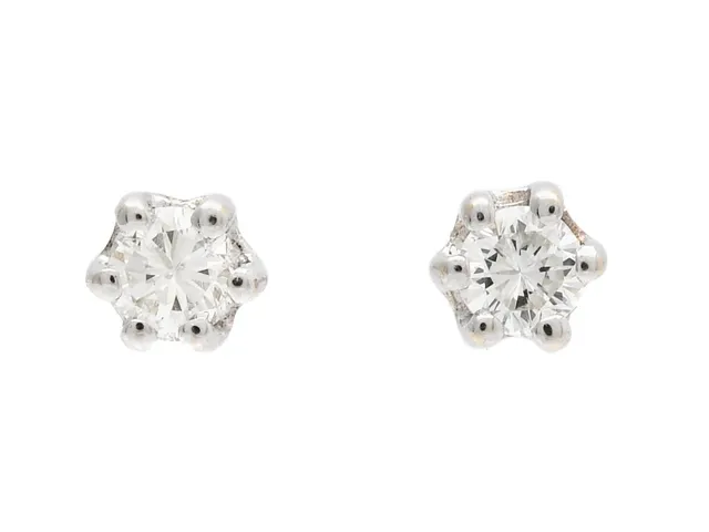 ENSTENSÖRHÄNGEN, 18K vitguld, 2 briljantslipade diamanter ca 0,16 ctv, stift, vikt 1,0 g, ena diamanten är skadad.