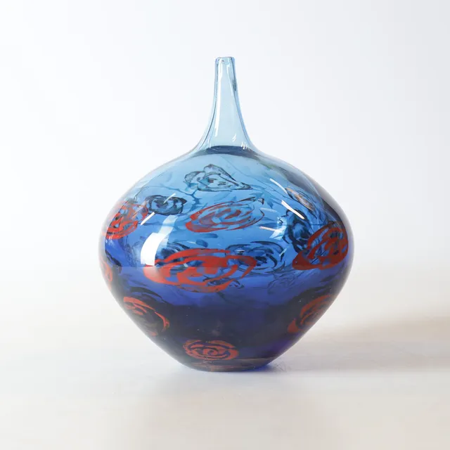 OLLE BROZÉN. VAS "Rosevase" glas, unik, Kosta Boda, signerad, modern.
