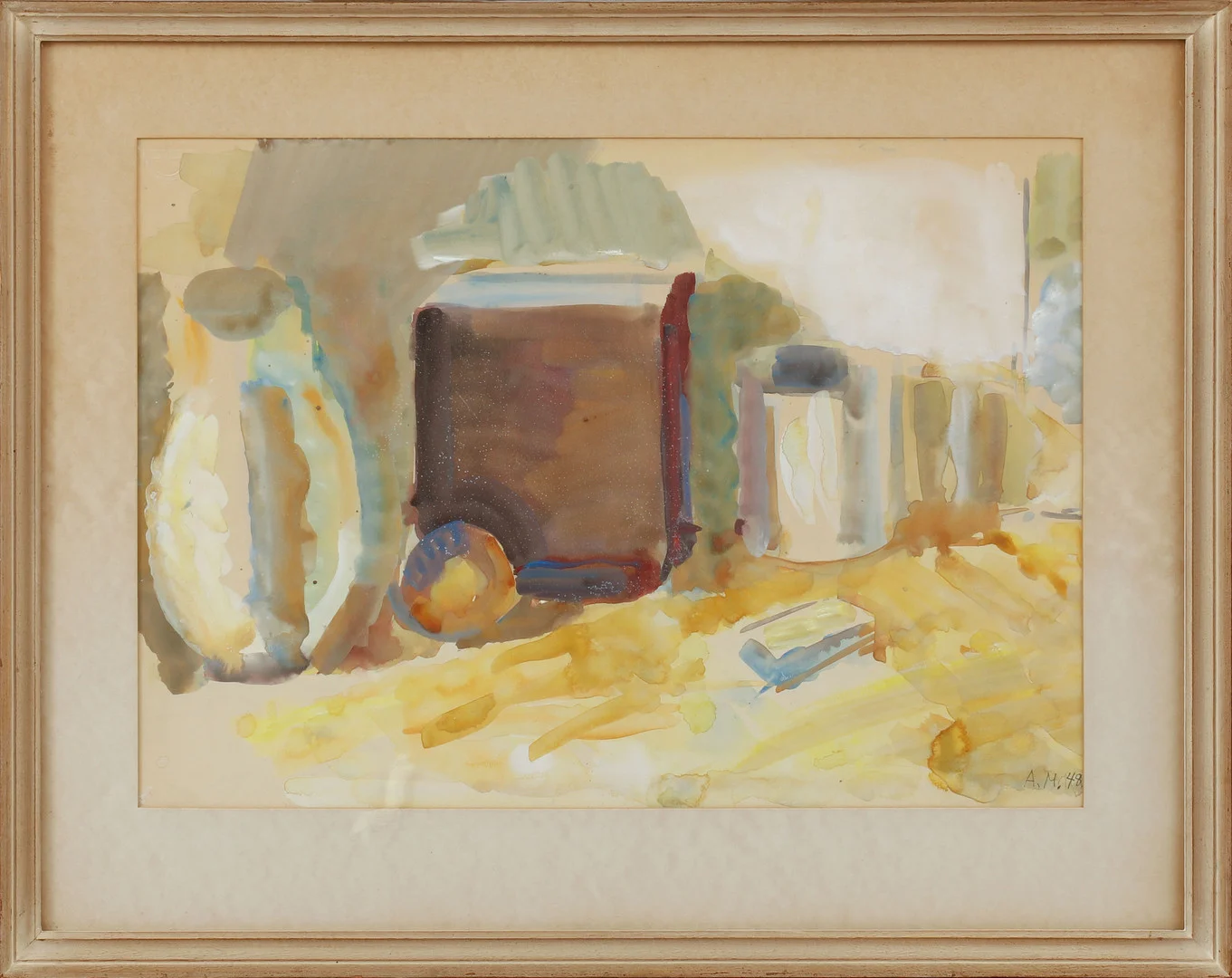 ARNE MALMBORG. Stilleben, akvarell, monogramsignerad och daterad 48. — Paintings — Göteborgs Auktionsverk