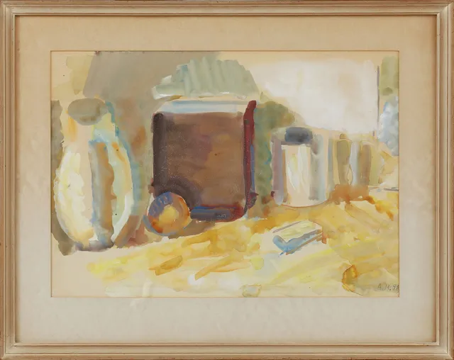 ARNE MALMBORG. Stilleben, akvarell, monogramsignerad och daterad 48.