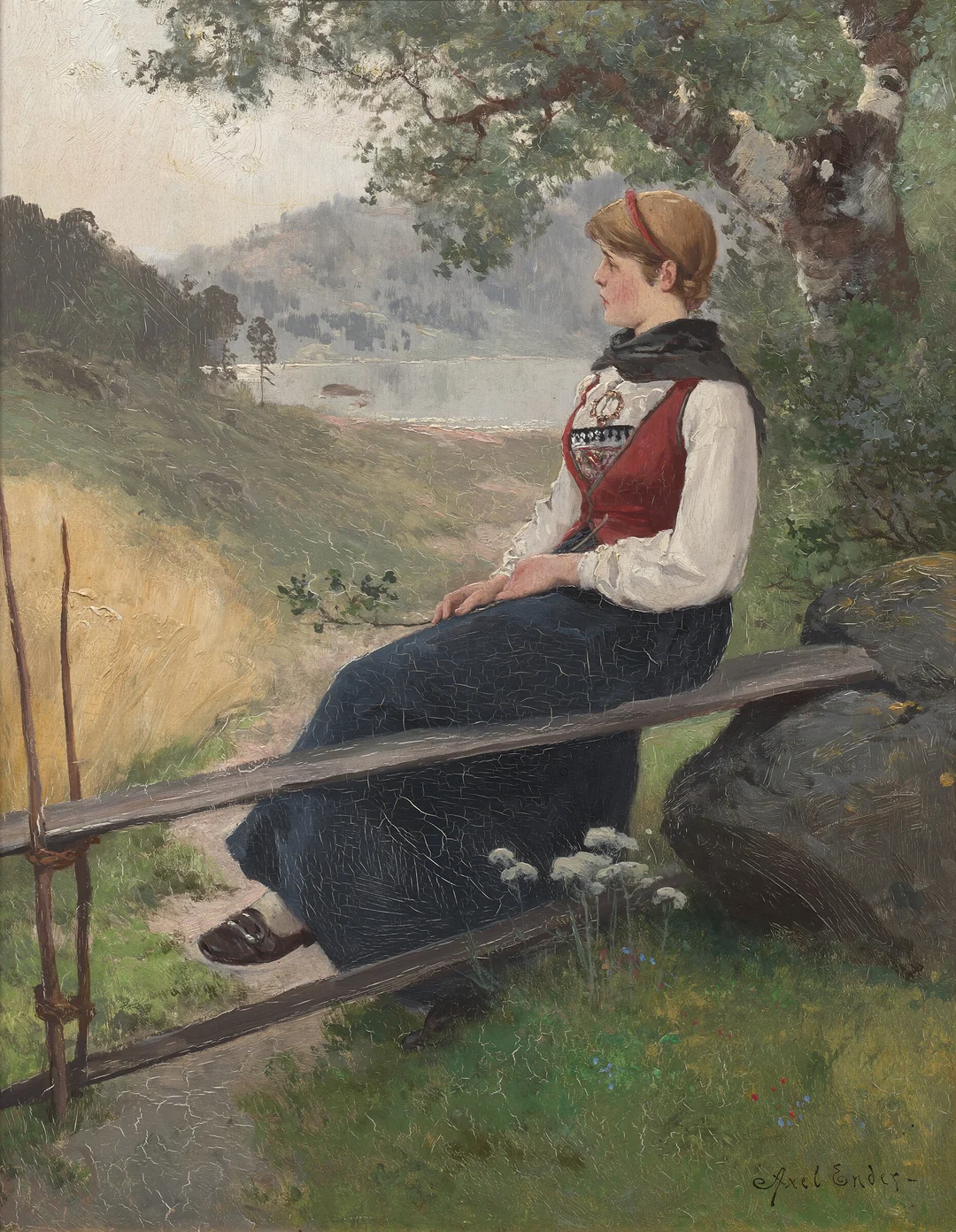 Ender, Axel — Bunadskledd pike — Kunst/Maleri — Blomqvist