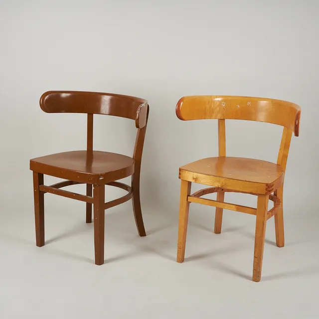WERNER WEST. TVÅ STOLAR, Werner West, Wilh. Schauman, Fanerfabrik, Jyväskylä, Finland.