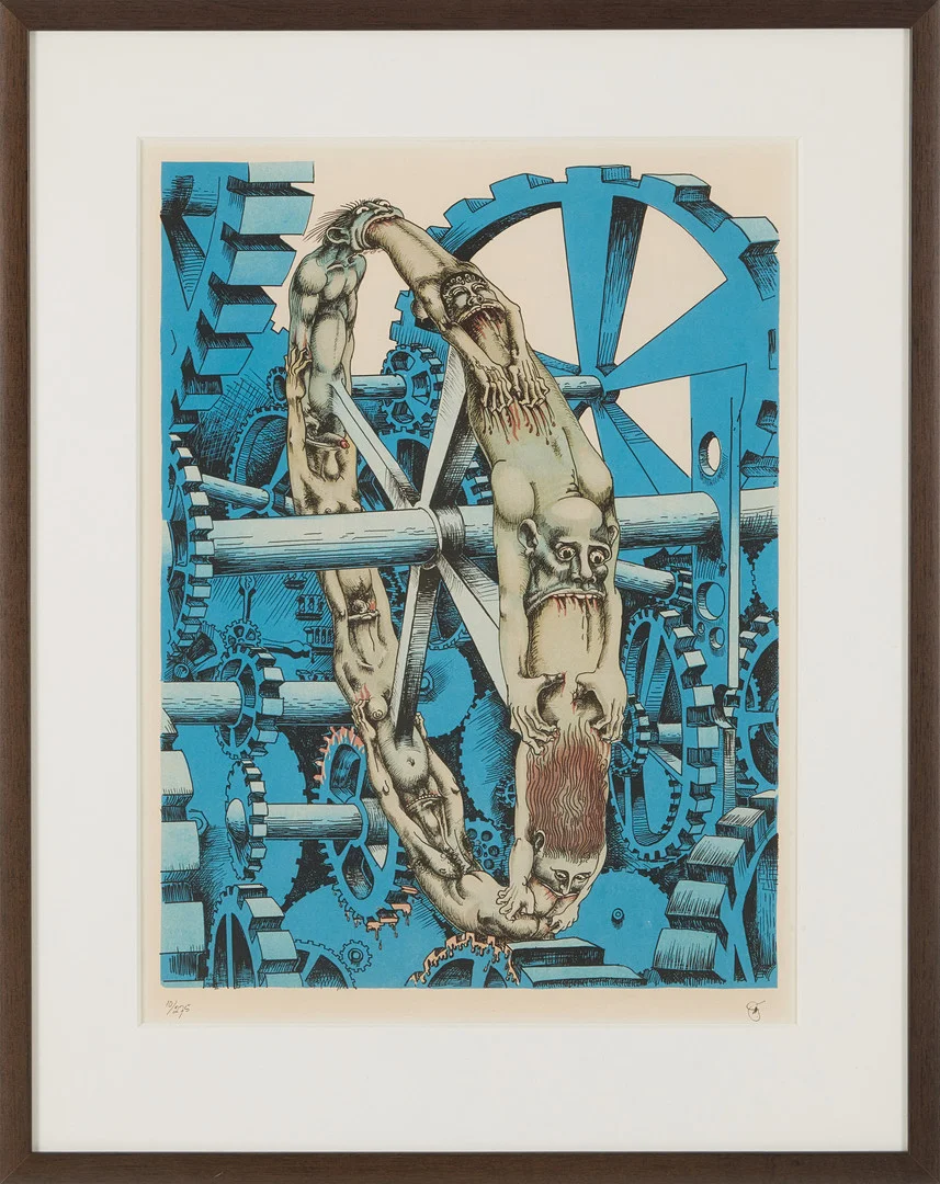 ULF RAHMBERG. "Livets hjul" färglitografi,monogramsignerad, numrerad 10/275. — Engravings & Prints — Stockholms Auktionsverk Magasin 5