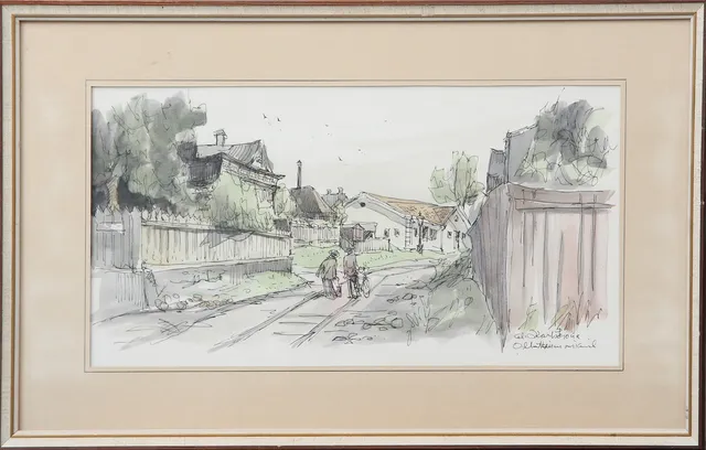 OLE MATHIESEN. AKVARELL, Karlskrona, signerad.