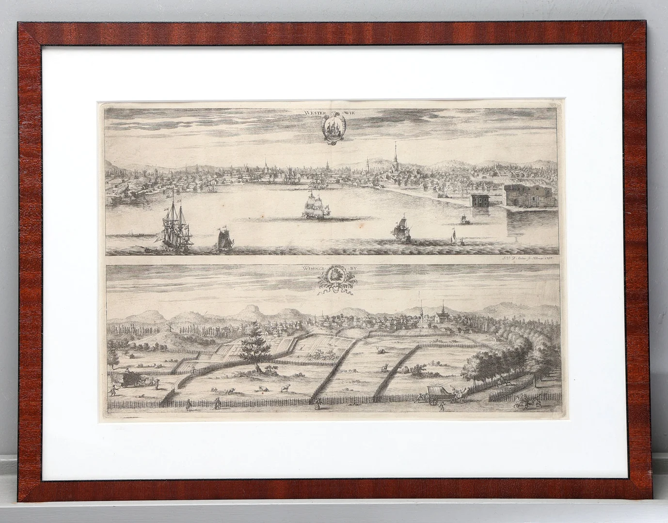ERIK DAHLBERG. Kopparstick, Västervik och Vimmerby, ur Suecia Antiqua et hodierna 1707. — Engravings & Prints — Gomér & Andersson Jönköping