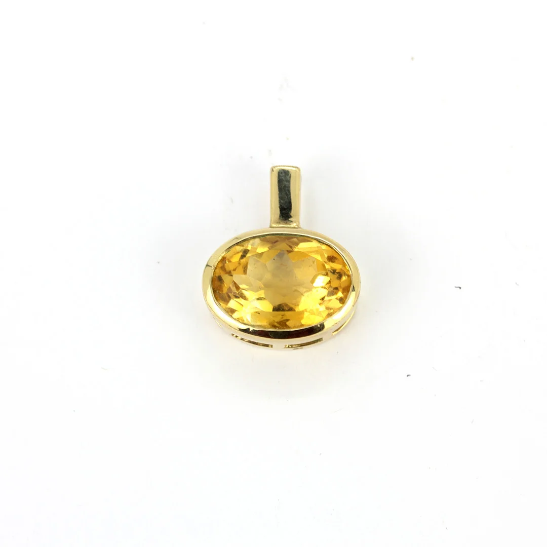 CITRINE 9CT GOLD PENDANT. — Brooches & Pendants — Chalkwell Auctions