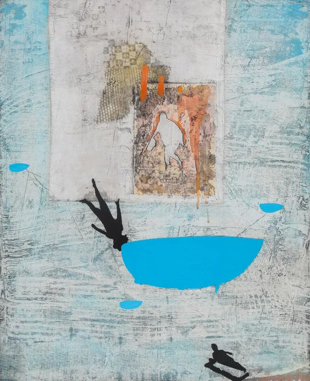 Untitled, 2003. Signed and dated on the reverse Jan Wessel, 2003. Mixed media on canvas. 80×65 cm.
