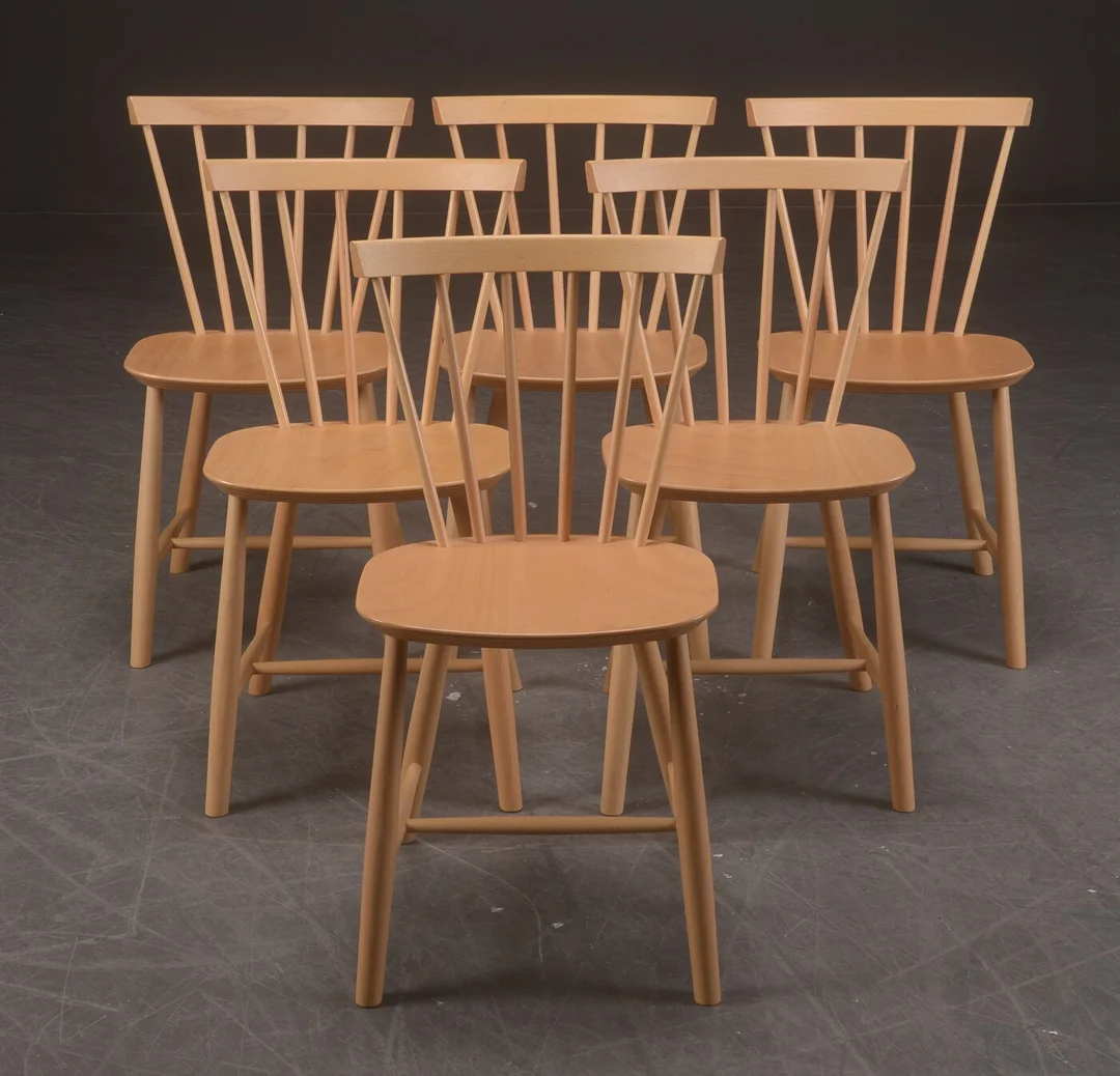 Poul M. Volther for FDB. Model J46. Seks stole af lakeret bøg (6) — Furniture/Chairs — Lauritz