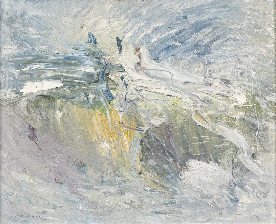 NILS JOHANSSON. Brusigt hav, olja på pannå, signerad och daterad 1965. — Paintings — Garpenhus Auktioner