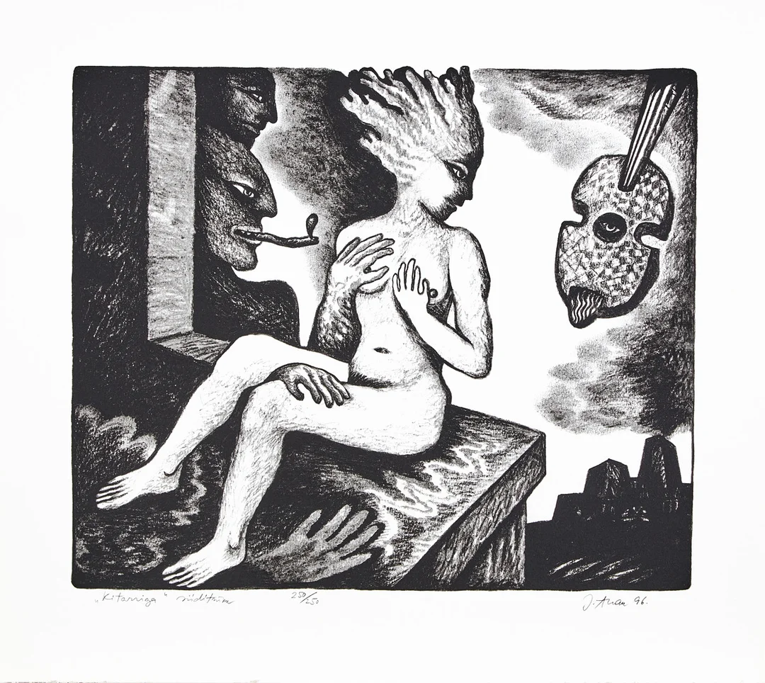 JÜRI ARRAK. "Kitarriga", serigrafi, signerad, - 96, 250/250. — Engravings & Prints — Stockholms Auktionsverk Magasin 5