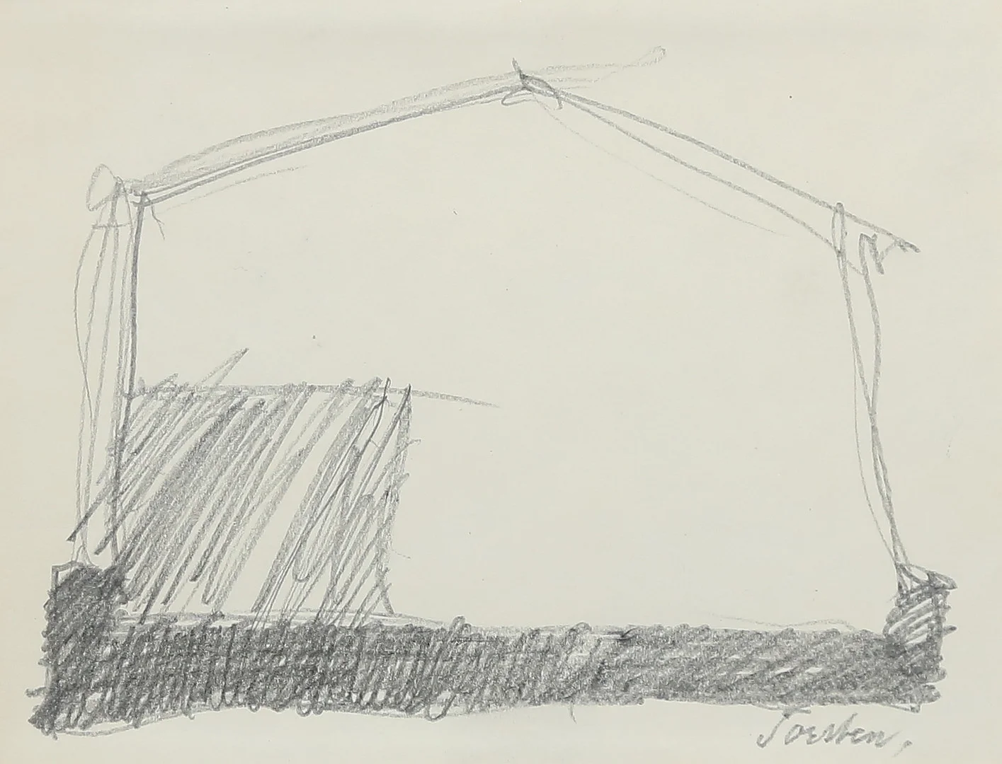 TORSTEN ANDERSSON. (1926-2009). Husgavel, teckning, signerad. — Paintings — Gomér & Andersson Linköping
