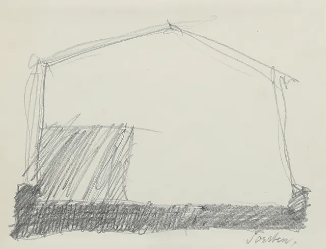 TORSTEN ANDERSSON. (1926-2009). Husgavel, teckning, signerad.