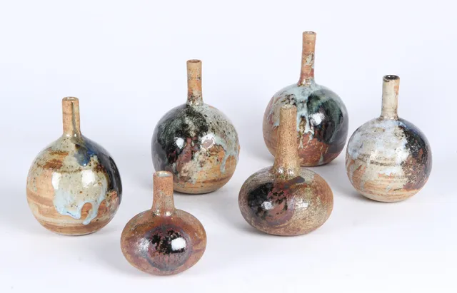 Conny Walther. Six ball vases of glazed stoneware. (6)