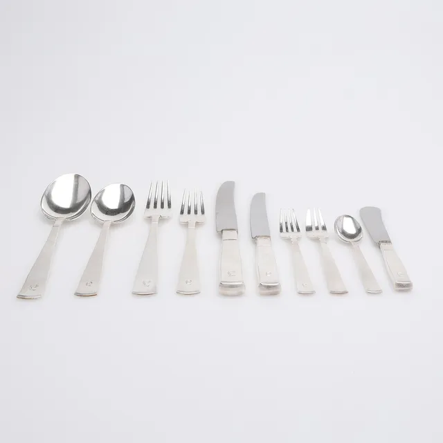 JACOB ÄNGMAN. BESTICKUPPSÄTTNING, 75 DELAR, SILVER, "ROSENHOLM", GAB, STOCKHOLM, 1943-1965.