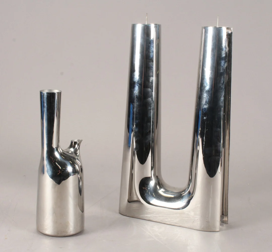 Georg Jensen. Stor lysestage samt Peacock kande (2) — Home and garden/Home — Lauritz