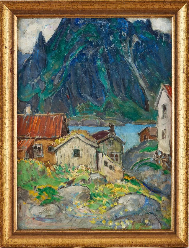 ANNA BOBERG. TILLSKRIVEN. Motiv från Lofoten, osignerad, intygad a tergo, olja på pannå.